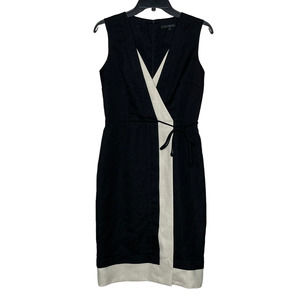 David Meister Womens Sleeveless Dress Size 2 Black‎ Cream Lined USA Made
